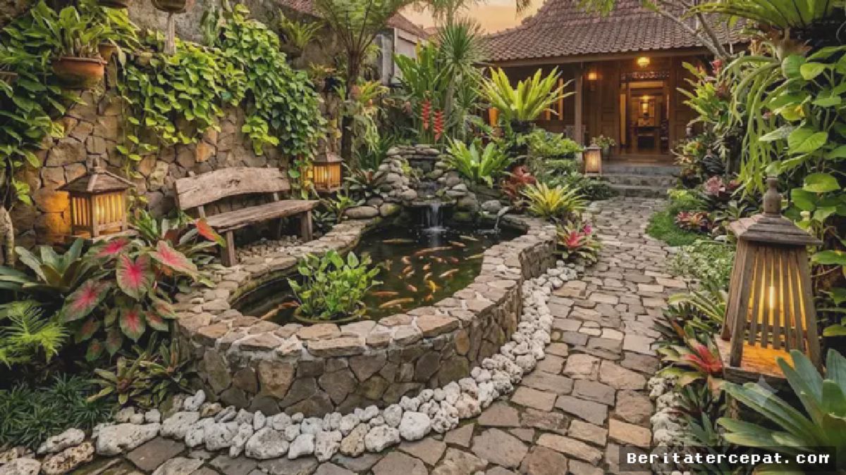 Tren Baru: Kolam Ikan dan Batu Koral Putih Dominasi Desain Taman Depan
