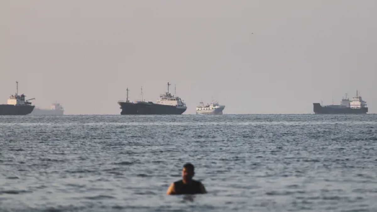 Sosok di Perairan Dangkal Selat Hormuz Kapal Kargo Berlabuh