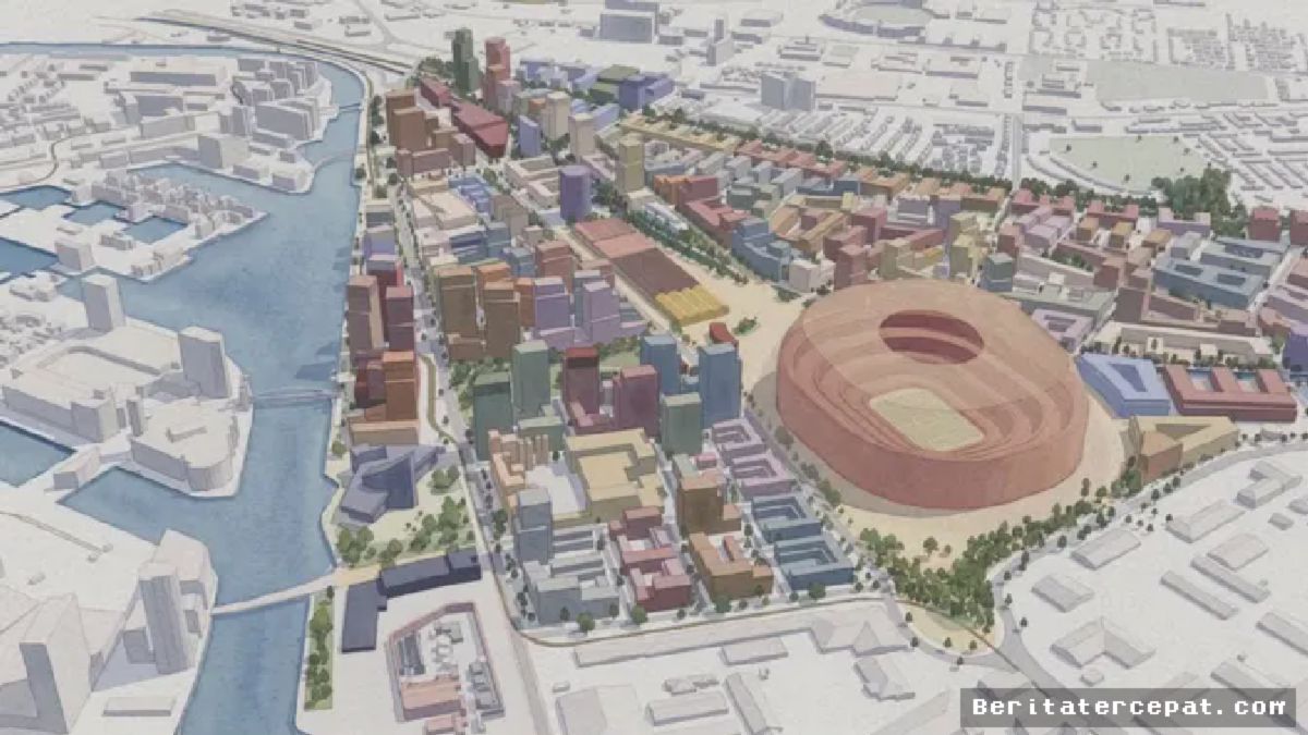 MANCHESTER — Manchester United secara resmi merilis visualisasi perdana stadion baru berkapasitas